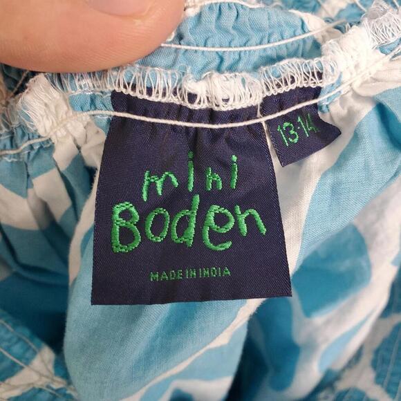 Mini Boden Skirt Girls 13 14 Y Smocked Waist Polka Dot Light Blue White - Picture 5 of 9